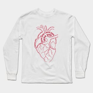 Red human heart with text "I love you" Long Sleeve T-Shirt